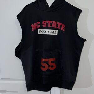 NC State Wolfpack Football Team cut sleeveless Hoodie hooded sweatshirt blackout